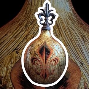 Decorative Fleur-de-Lis Vase in green, bronze, and gold. NWOT